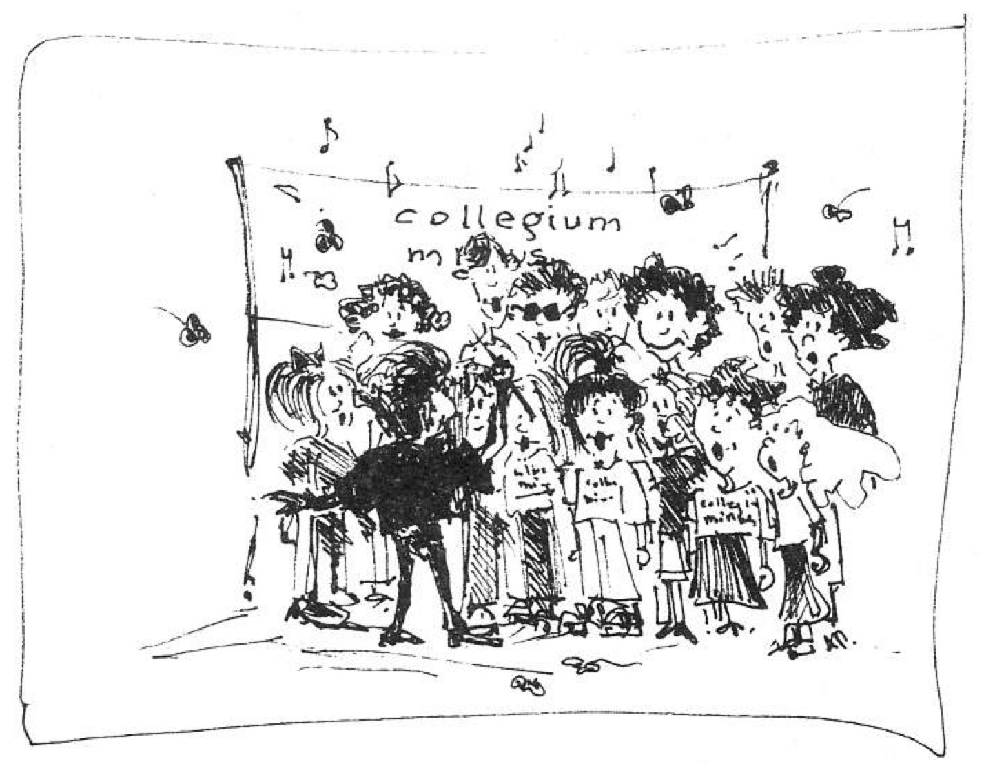 Rysunek karykaturalny chóru autorstwa Aleksandry Przybytko